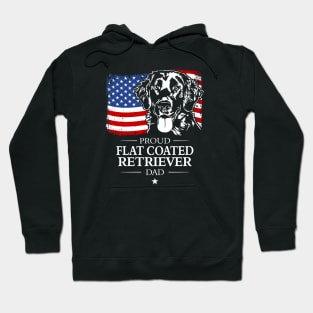 Proud Flat Coated Retriever Dad American Flag patriotic dog Hoodie